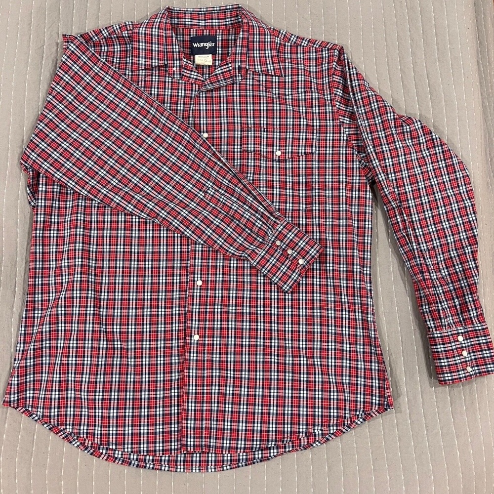 Wrangler Long Sleeve Snap Up Men's XL Dress Shirt